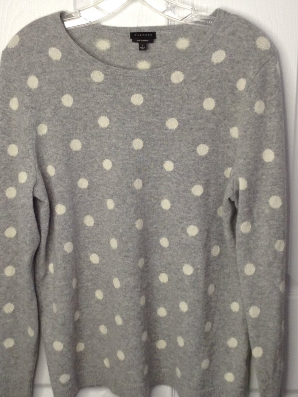 Talbot Pure Cashmere "L" Long Sleeved Polka Dot Sweater Luxurious Quality Soft